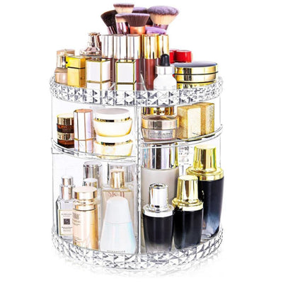 360° Rotating Crystal Makeup Organizer