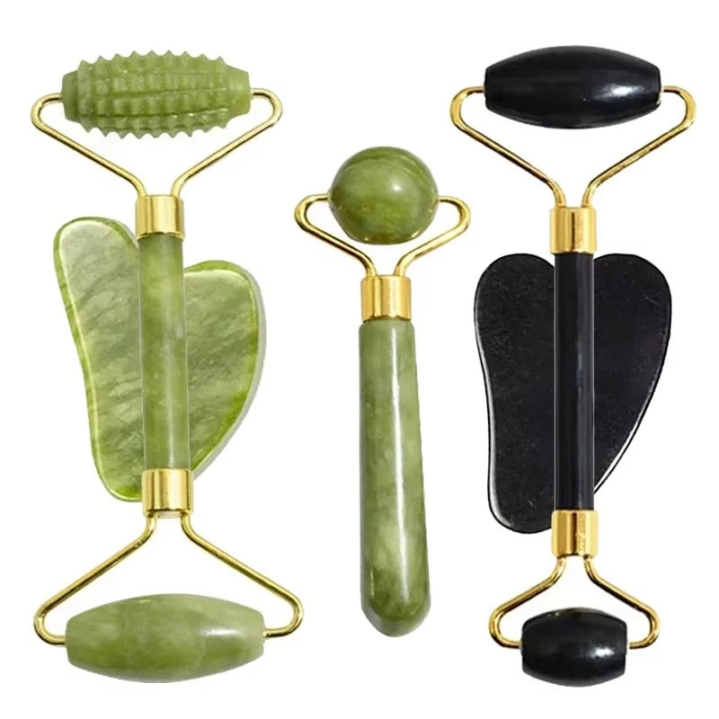 Natural Jade Roller & Gua Sha Set – Face, Neck & Eye Massage Tool for Lifting and Relaxation