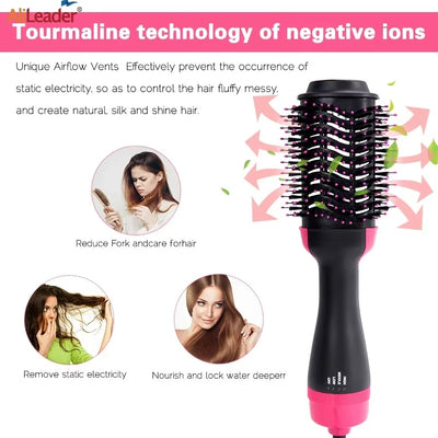 Women Hair Dryer Brush Hair Dryer Straightener Curler Massager 4 In 1 Rapid Warming One Step Volumizer Hot-Air Hair Brushes