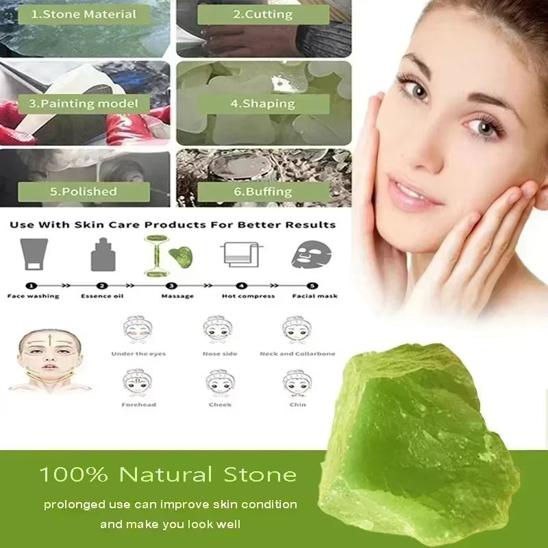 Natural Jade Roller & Gua Sha Set – Face, Neck & Eye Massage Tool for Lifting and Relaxation